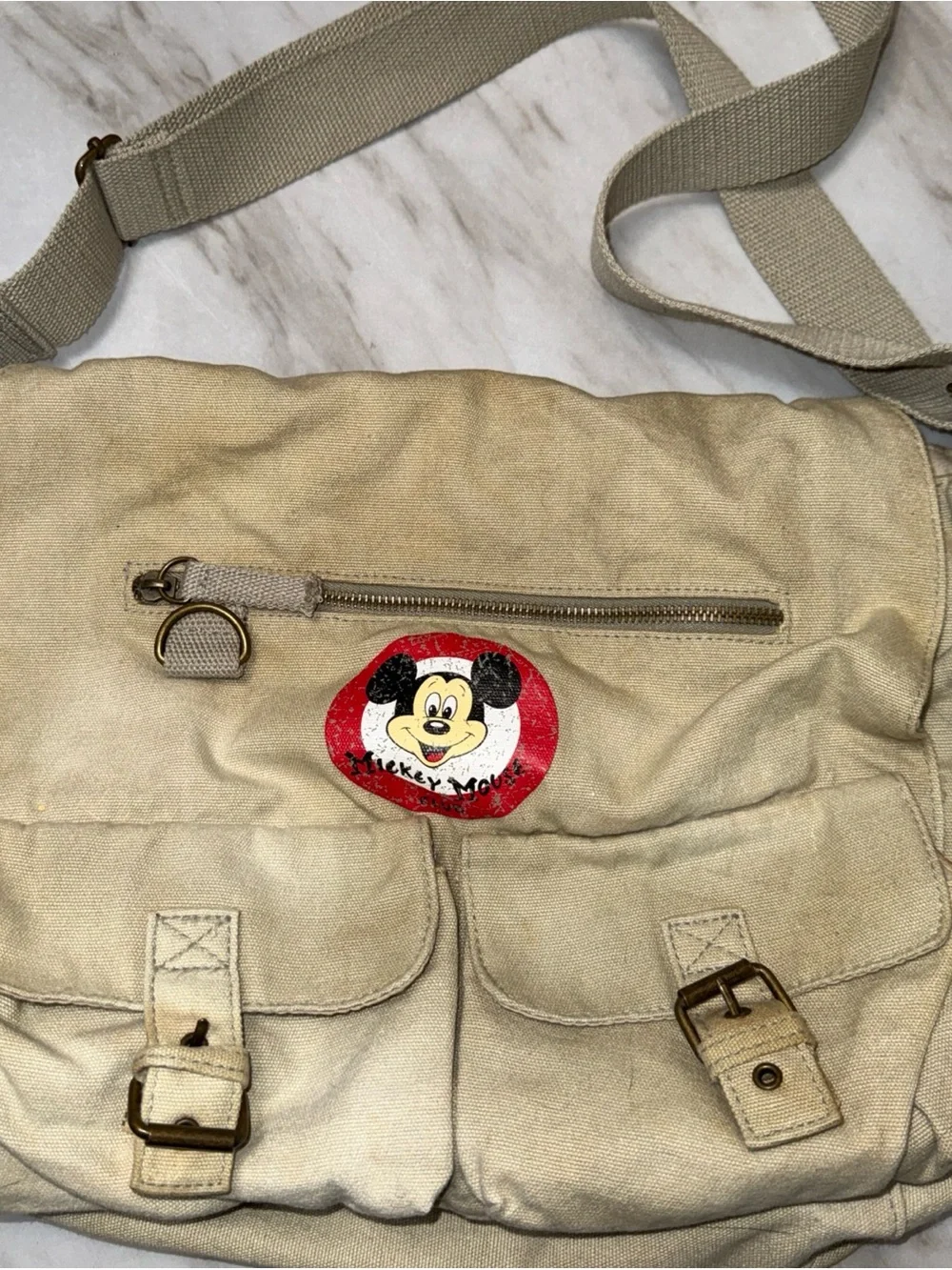 Mickey Mouse club Vinatge khaki mail bag